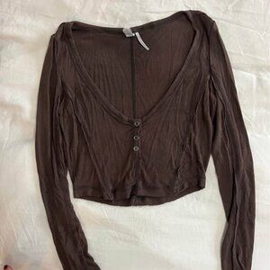 Out from Under Brown long-sleeve crop top